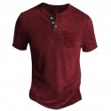 Men's Henley Shirt Tee Top Plain Henley Street Vacation Short Sleeve Button Pocket Clothing Apparel Fashion Designer Basic