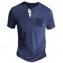 Men's Henley Shirt Tee Top Plain Henley Street Vacation Short Sleeve Button Pocket Clothing Apparel Fashion Designer Basic
