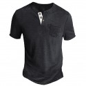 Men's Henley Shirt Tee Top Plain Henley Street Vacation Short Sleeve Button Pocket Clothing Apparel Fashion Designer Basic