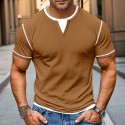 100% Cotton Men's T-Shirt V Neck Tee Fake two Piece Short Sleeve Shirt V Neck Summer Spring Solid Color Daily Casual Street Style Outdoor Street Causal Light Blue Light Green Dark Gray Top