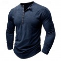 100% Cotton Men's Henley Shirt Tee Top Long Sleeve Shirt Long Sleeve Solid Color Fashion Daily Buttons Henley Outdoor Casual Summer Dark Brown Dark Grey Black Henley T-Shirt