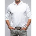 95% Cotton Men's T shirt Tee Top Plain Hooded Street Vacation Long Sleeve Clothing Apparel Polyester Fashion Designer Basic Tee