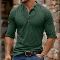 Men's Henley Shirt Tee Top Long Sleeve Shirt Long Sleeve Solid Color Fashion Daily Buttons Henley Outdoor Casual Summer Dark Brown Dark Grey Dark Red Henley T-Shirt