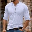 Men's Henley Shirt Tee Top Long Sleeve Shirt Long Sleeve Solid Color Fashion Daily Buttons Henley Outdoor Casual Summer Dark Brown Dark Grey Dark Red Henley T-Shirt