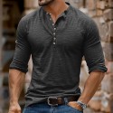 Men's Henley Shirt Tee Top Long Sleeve Shirt Long Sleeve Solid Color Fashion Daily Buttons Henley Outdoor Casual Summer Dark Brown Dark Grey Dark Red Henley T-Shirt