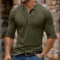 Men's Henley Shirt Tee Top Long Sleeve Shirt Long Sleeve Solid Color Fashion Daily Buttons Henley Outdoor Casual Summer Dark Brown Dark Grey Dark Red Henley T-Shirt