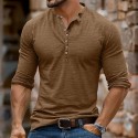Men's Henley Shirt Tee Top Long Sleeve Shirt Long Sleeve Solid Color Fashion Daily Buttons Henley Outdoor Casual Summer Dark Brown Dark Grey Dark Red Henley T-Shirt