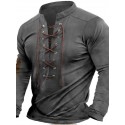 Men's Henley Shirt Tee Top Long Sleeve Shirt Color Block Henley Street Vacation Long Sleeve Lace up Clothing Apparel Fashion Designer Basic Blue