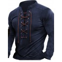 Men's Henley Shirt Tee Top Long Sleeve Shirt Color Block Henley Street Vacation Long Sleeve Lace up Clothing Apparel Fashion Designer Basic Blue