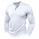 Men's Henley Shirt Tee Top Long Sleeve Solid Color Fashion Daily Buttons Henley Outdoor Street Causal Summer Army Green Black White Henley T-Shirt