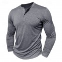 Men's Henley Shirt Tee Top Long Sleeve Solid Color Fashion Daily Buttons Henley Outdoor Street Causal Summer Army Green Black White Henley T-Shirt