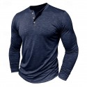 Men's Henley Shirt Tee Top Long Sleeve Solid Color Fashion Daily Buttons Henley Outdoor Street Causal Summer Army Green Black White Henley T-Shirt