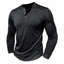 Men's Henley Shirt Tee Top Long Sleeve Solid Color Fashion Daily Buttons Henley Outdoor Street Causal Summer Army Green Black White Henley T-Shirt
