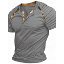 Men's Henley Shirt Raglan T Shirt Plain Slim Pleated Henley Outdoor Daily Short Sleeve Patchwork Pleats Clothing Apparel Fashion Designer Casual