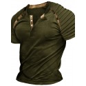 Men's Henley Shirt Raglan T Shirt Plain Slim Pleated Henley Outdoor Daily Short Sleeve Patchwork Pleats Clothing Apparel Fashion Designer Casual