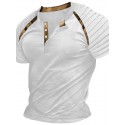 Men's Henley Shirt Raglan T Shirt Plain Slim Pleated Henley Outdoor Daily Short Sleeve Patchwork Pleats Clothing Apparel Fashion Designer Casual