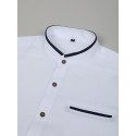 Men's Shirt Band Collar Shirt Dress Shirt Oxford Shirt Button Up Shirt Wedding Vacation White Navy Blue Gray Light Blue Long Sleeve Standing Collar Spring & Summer Clothing Apparel Front Pocket