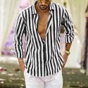 Men's Shirt Linen Shirt Summer Shirt Casual Shirt Beach Shirt Button Up Shirt Striped Vacation Holiday Black Yellow Pink Red Long Sleeve Turndown Spring &  Fall Clothing Apparel Button-Down
