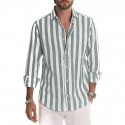 Men's Shirt Linen Shirt Summer Shirt Casual Shirt Beach Shirt Button Up Shirt Striped Vacation Holiday Black Yellow Pink Red Long Sleeve Turndown Spring &  Fall Clothing Apparel Button-Down