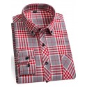 Men's Plaid / Striped / Chevron / Round Office & Career Daily Wear Dark Red Yellow Red Dark Navy Long Sleeve Shirt Collar All Seasons Clothing Apparel Cross