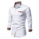 Men's Dress Shirt Casual Shirt Button Up Shirt Plain Wedding Vacation Black White Navy Blue Long Sleeve Lapel Spring & Summer Clothing Apparel Front Pocket