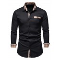 Men's Dress Shirt Casual Shirt Button Up Shirt Plain Wedding Vacation Black White Navy Blue Long Sleeve Lapel Spring & Summer Clothing Apparel Front Pocket