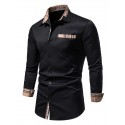 Men's Dress Shirt Casual Shirt Button Up Shirt Plain Wedding Vacation Black White Navy Blue Long Sleeve Lapel Spring & Summer Clothing Apparel Front Pocket