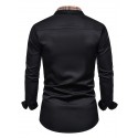 Men's Dress Shirt Casual Shirt Button Up Shirt Plain Wedding Vacation Black White Navy Blue Long Sleeve Lapel Spring & Summer Clothing Apparel Front Pocket