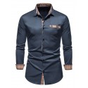 Men's Dress Shirt Casual Shirt Button Up Shirt Plain Wedding Vacation Black White Navy Blue Long Sleeve Lapel Spring & Summer Clothing Apparel Front Pocket