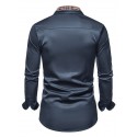 Men's Dress Shirt Casual Shirt Button Up Shirt Plain Wedding Vacation Black White Navy Blue Long Sleeve Lapel Spring & Summer Clothing Apparel Front Pocket