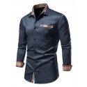 Men's Dress Shirt Casual Shirt Button Up Shirt Plain Wedding Vacation Black White Navy Blue Long Sleeve Lapel Spring & Summer Clothing Apparel Front Pocket