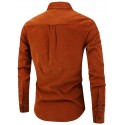Men's Casual Shirt Corduroy Shirt Button Up Shirt Plain Vacation Daily Wear Dark Brown Navy Blue Coffee Long Sleeve Square Neck Summer Clothing Apparel Pocket