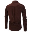 Men's Casual Shirt Corduroy Shirt Button Up Shirt Plain Vacation Daily Wear Dark Brown Navy Blue Coffee Long Sleeve Square Neck Summer Clothing Apparel Pocket