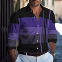 Men's Color Block Geometric Pattern Shirt Casual Shirt Button Up Shirt Long Sleeve Fashion Casual Comfortable Hawaiian Holiday Casual Daily Spring &  Fall Lapel Button-Down Blue Purple Brown Green