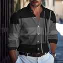Men's Color Block Geometric Pattern Shirt Casual Shirt Button Up Shirt Long Sleeve Fashion Casual Comfortable Hawaiian Holiday Casual Daily Spring &  Fall Lapel Button-Down Blue Purple Brown Green
