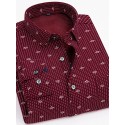 Men's Shacket Plaid / Striped / Chevron / Round Vacation New Year Navy blue+white Wine Red Dark Navy Long Sleeve Classic Collar Fall / Winter Clothing Apparel Print
