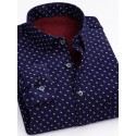 Men's Shacket Plaid / Striped / Chevron / Round Vacation New Year Navy blue+white Wine Red Dark Navy Long Sleeve Classic Collar Fall / Winter Clothing Apparel Print