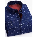 Men's Shacket Plaid / Striped / Chevron / Round Vacation New Year Navy blue+white Wine Red Dark Navy Long Sleeve Classic Collar Fall / Winter Clothing Apparel Print