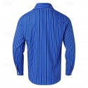Men's Matching Sets Blue Shirt Button Up Shirt Casual Shirt Trousers Casual Pants Sets Long Sleeve Lapel Casual Daily Streetwear Stripes 2 Piece Polyester Spring &  Fall
