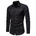 Men's Plaid Shirt Button Up Shirt Plaid Outdoor Daily Black Green Long Sleeve Lapel Spring &  Fall Clothing Apparel Pocket