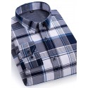 Men's Shacket Plaid / Striped / Chevron / Round Vacation New Year Light Blue Navy blue+white Yellow Red Long Sleeve Classic Collar Fall / Winter Clothing Apparel Print