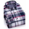Men's Shacket Plaid / Striped / Chevron / Round Vacation New Year Light Blue Navy blue+white Yellow Red Long Sleeve Classic Collar Fall / Winter Clothing Apparel Print