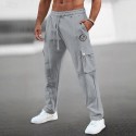 95%Cotton Men's Embroidery Sweatpants Joggers Trousers Cargo Sweatpants Drawstring Elastic Waist Multi Pocket Plain Comfort Breathable Casual Daily Holiday Sports Fashion Spring Summer Black White