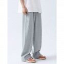 Men's Athletic Pants Wide Leg Sweatpants Trousers Drawstring Elastic Waist Plain Comfort Breathable Casual Daily Holiday Sports Fashion Dark Brown Black