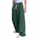 Men's Athletic Pants Wide Leg Sweatpants Trousers Drawstring Elastic Waist Plain Comfort Breathable Casual Daily Holiday Sports Fashion Dark Brown Black