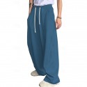 Men's Athletic Pants Wide Leg Sweatpants Trousers Drawstring Elastic Waist Plain Comfort Breathable Casual Daily Holiday Sports Fashion Dark Brown Black