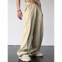 Men's Athletic Pants Wide Leg Sweatpants Trousers Drawstring Elastic Waist Plain Comfort Breathable Casual Daily Holiday Sports Fashion Dark Brown Black