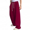 Men's Athletic Pants Wide Leg Sweatpants Trousers Drawstring Elastic Waist Plain Comfort Breathable Casual Daily Holiday Sports Fashion Dark Brown Black