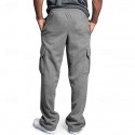 Men's Athletic Pants Trousers Cargo Sweatpants Pleated Pants Drawstring Elastic Waist Multi Pocket Plain Comfort Sports Outdoor Daily Fashion Casual Black Navy Blue Micro-elastic