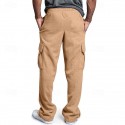 Men's Athletic Pants Trousers Cargo Sweatpants Pleated Pants Drawstring Elastic Waist Multi Pocket Plain Comfort Sports Outdoor Daily Fashion Casual Black Navy Blue Micro-elastic